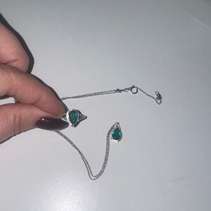 Elegant Silver and Green Jewelry Set